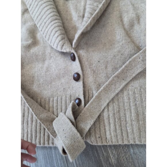 Elana Solano Cashmere Cardigan Tan Size Large. Hole Mended. Pls See Picture - Picture 8 of 8